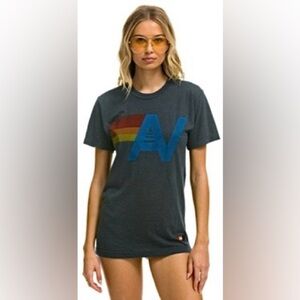 RARE AVIATOR NATION Logo Unisex Tee in Vintage Charcoal—XS